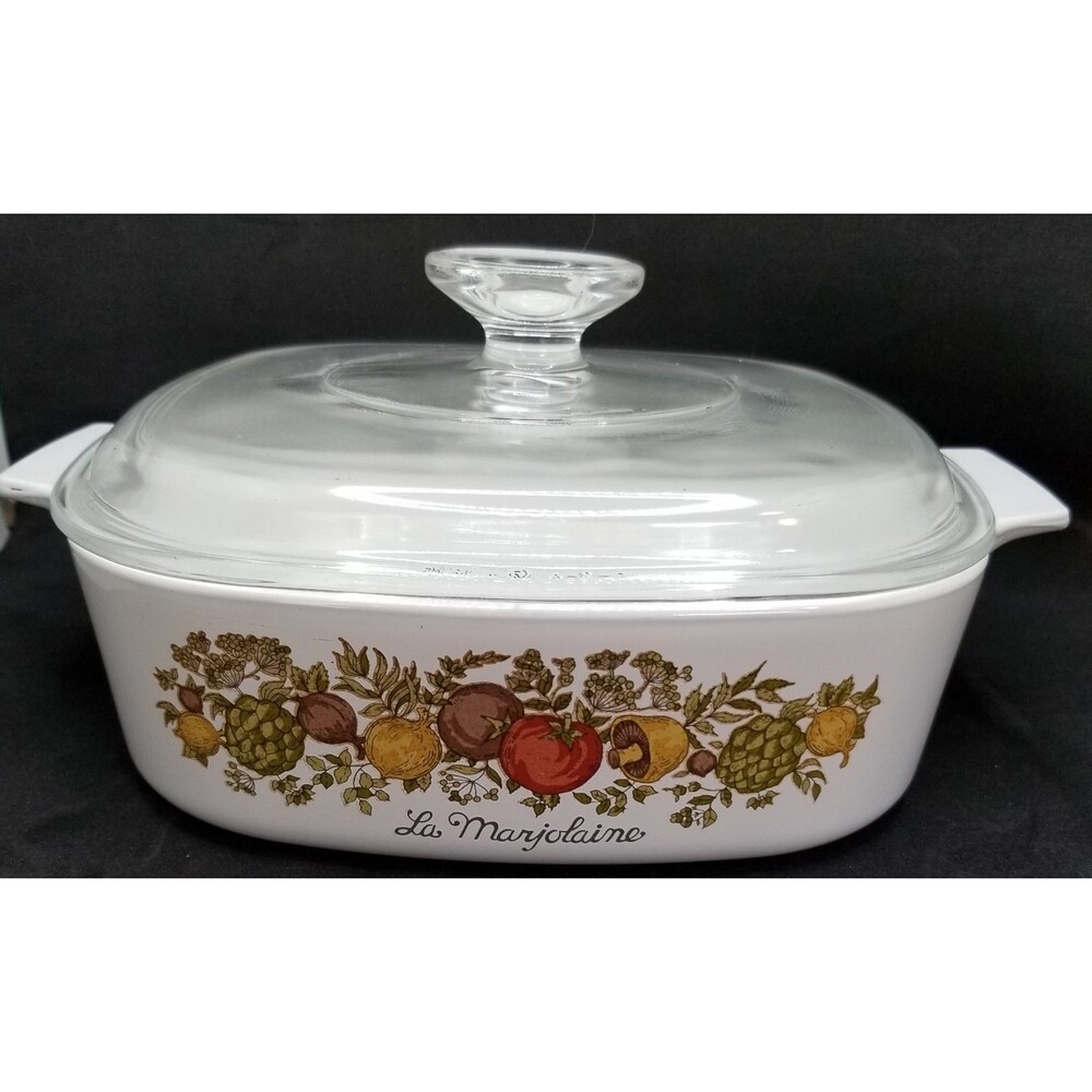 Corning Ware Spice of Life pattern La Marjolaine 2 qt casserole with cover vtg